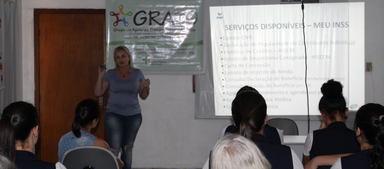 Palestra do GRATO esclarece dúvidas sobre serviços do INSS Palestra do GRATO esclarece dúvidas sobre serviços do INSS